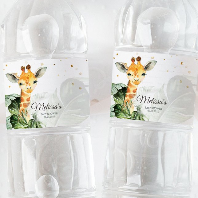 Safari Giraffe Baby Shower Vattenflaskor Etikett (Safari Baby Shower, Giraffe Water Bottle Label, Jungle Theme, Baby Shower Decor, Wild Adventure, Ani)