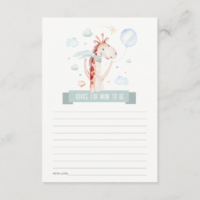 Safari Giraffe Balloon Advice for Morsa Baby Showe Tilläggskort (Framsida)