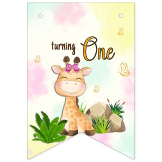 Safari Giraffe Birthday bunting banner Vimplar