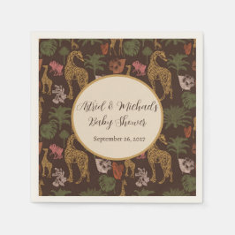 Safari Giraffe & Blommigt Baby Shower Party Pappersservett