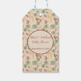 Safari Giraffe & Blommigt Baby Shower Presentetikett