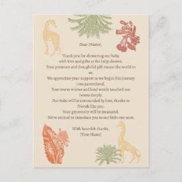 Safari Giraffe & Handflatan Lövs Baby Shower Vykort