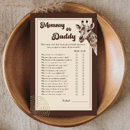 Safari Giraffe Mamma eller Baby Shower Game