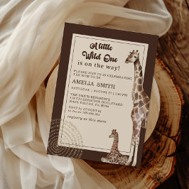 Safari Giraffe Neutralt Baby Shower Inbjudningar