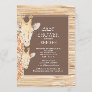 Safari Giraffe Neutralt Baby Shower Inbjudningar