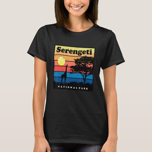 Safari Giraffe Serengeti Afrika nationalpark Tanz T Shirt (Framsida)