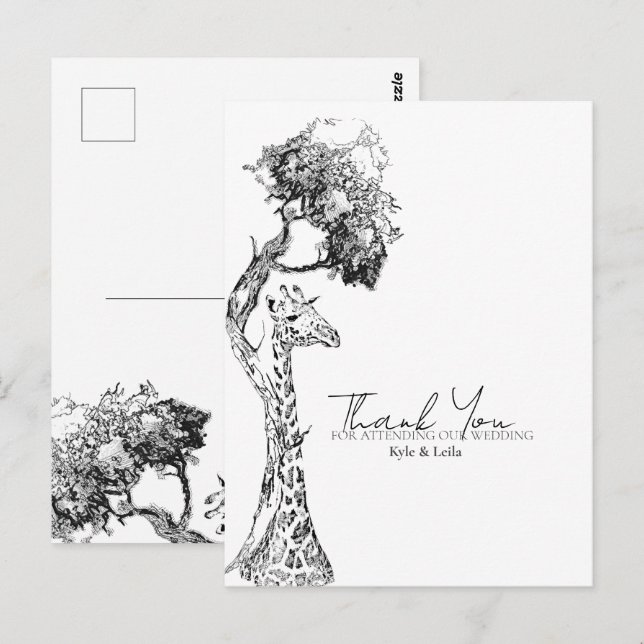 Safari Giraffe Theme Postcard Design Vykort (Fram/baksida)