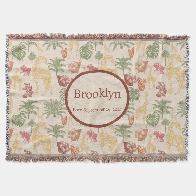 Safari Giraffe & Tropical Löv Nursery Filt (Framsidan)