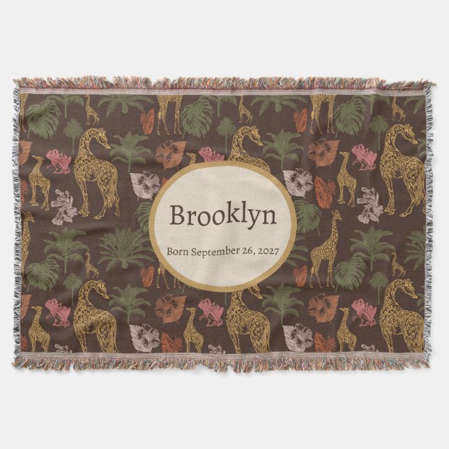 Safari Giraffe & Tropical Löv Nursery Filt (Framsidan)