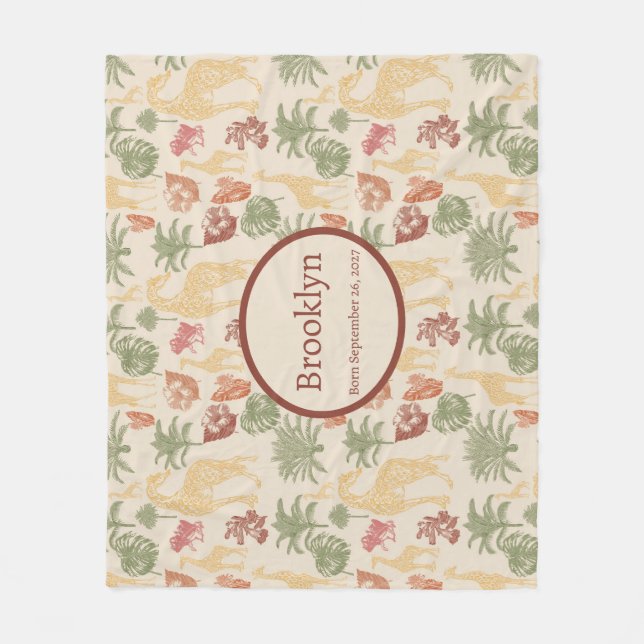 Safari Giraffe & Tropical Löv Nursery Fleecefilt (Framsidan)