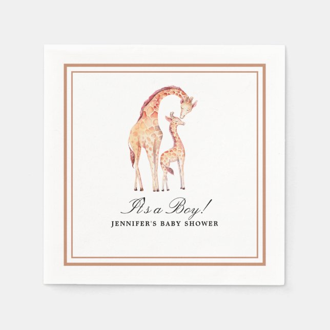 Safari Giraffe Watercolor Papper Pappersservett (Framsidan)