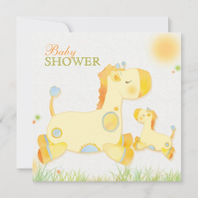 Safari Giraffe Whimsical Baby Shower Inbjudningar (Framsida)