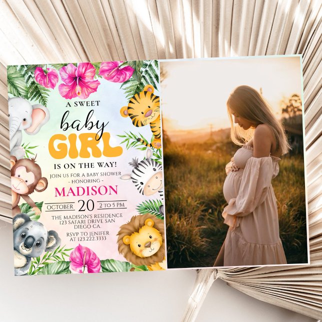 Safari Girl Baby Shower Party Photo Inbjudningar (Skapare uppladdad)