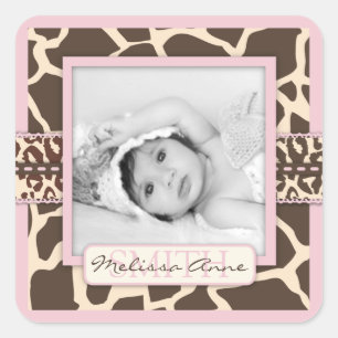 Safari Girl Photo Sticker Fyrkantigt Klistermärke