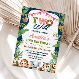 Safari Girl Two Vild 2nd Birthday Inbjudningar