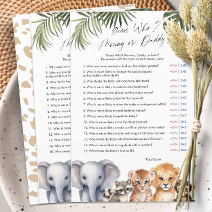 Safari Gissa vem Mamma eller Pappa är, Baby Shower