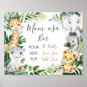 Safari Greenery Baby Shower Mamma-osa Pub-tecken Poster
