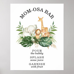 Safari Greenery Foliage Baby Shower Mamma-osa Pub Poster