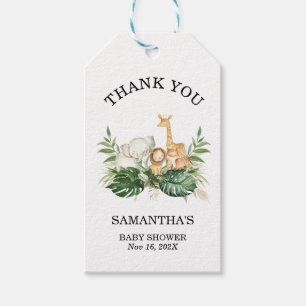 Safari Greenery Foliage Gender Neutral Baby Shower Presentetikett
