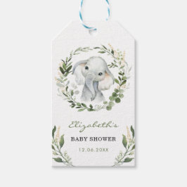 Safari Greenery Guld Elephant Baby Shower Party Presentetikett