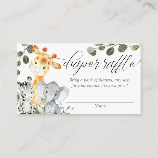 Safari Greenery Könsneutrala raffkort Tilläggskort (Framsida)