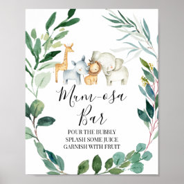 Safari Greenery WandeBaby Shower Mimosa-tecken Poster