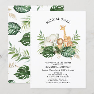 Safari Grey Foliage Gender Neutral Baby Shower Inbjudningar