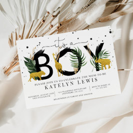 Safari Guld Animals Baby Shower-inbjudan Inbjudningar