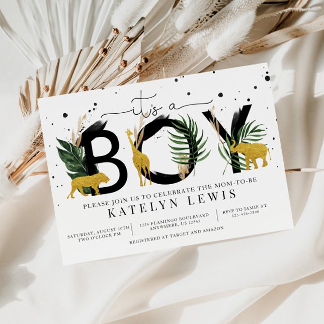 Safari Guld Animals Baby Shower-inbjudan Inbjudningar (Skapare uppladdad)