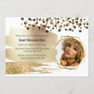 Safari guld svartspots konetti glitter inbjudningar