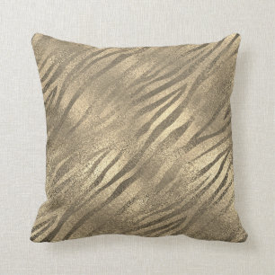 Safari Guld Zebra Animal Skin Sepia Glass Metallic Kudde