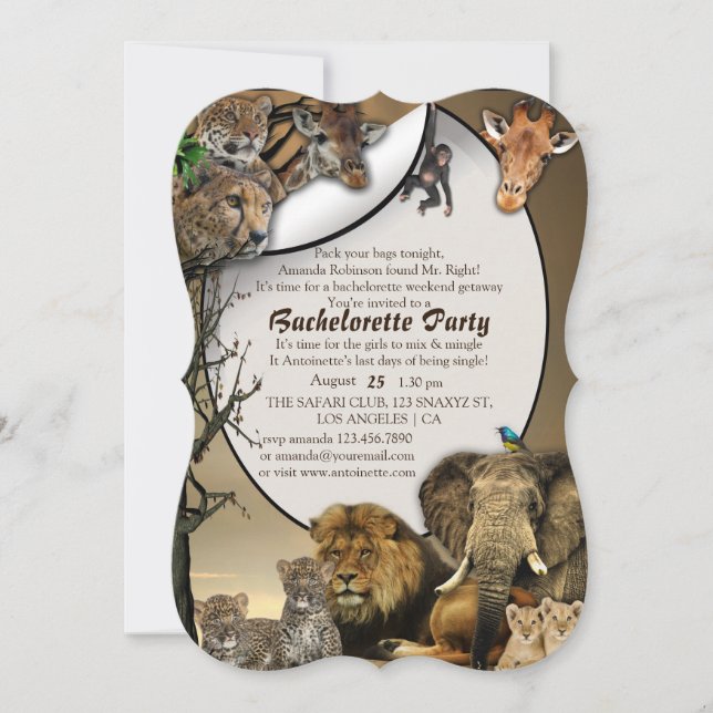 Safari Helg Bachelorette Party Inbjudningar (Framsida)