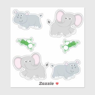 Safari Hippos och Elephants Klistermärken