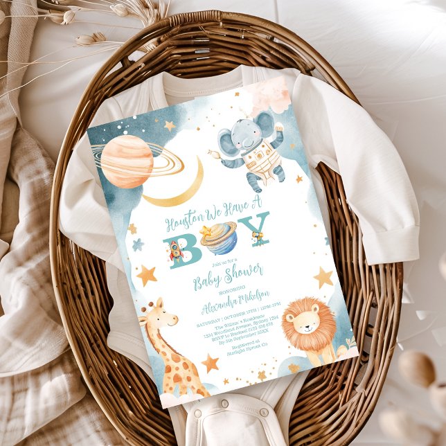 Safari Houston Vi har en pojke Rymden Inbjudningar (Skapare uppladdad)