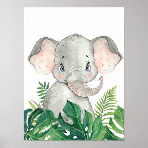 Safari i djungeln Bebis Elefant Affisch