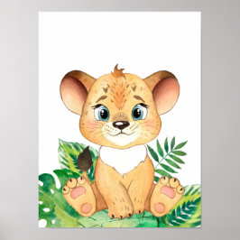 Safari i Jungle Baby Lejona Unge Poster