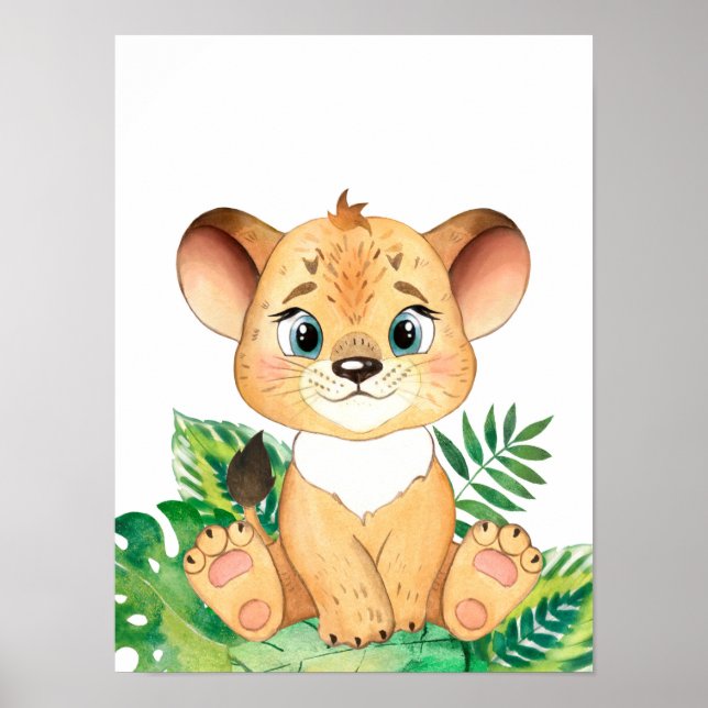 Safari i Jungle Baby Lejona Unge Poster (Framsidan)