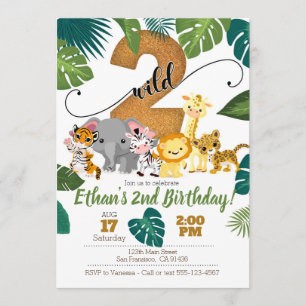 Safari-inbjudan för 2-årsdag inbjudningar
