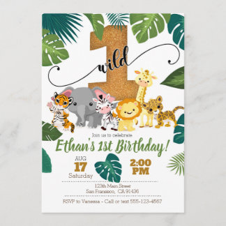 Safari-inbjudan för första födelsedagen inbjudningar