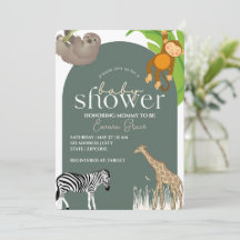 Safari-inspirerad baby shower-inbjudan