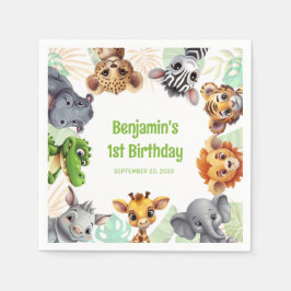 Safari Jungle Animal Child's 1st Birthday Party Pappersservett