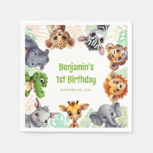Safari Jungle Animal Child's 1st Birthday Party Pappersservett