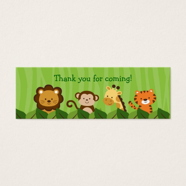 Safari Jungle Animal Goodie Bag Märkres Gift Märkr Litet Visitkort (Framsidan)