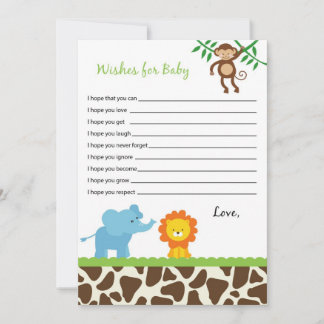 Safari Jungle Animal Önskemål för Baby Advice-kort Rådkort
