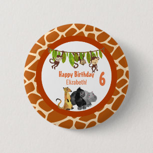 Safari Jungle Animal Theme Birthday Knapp