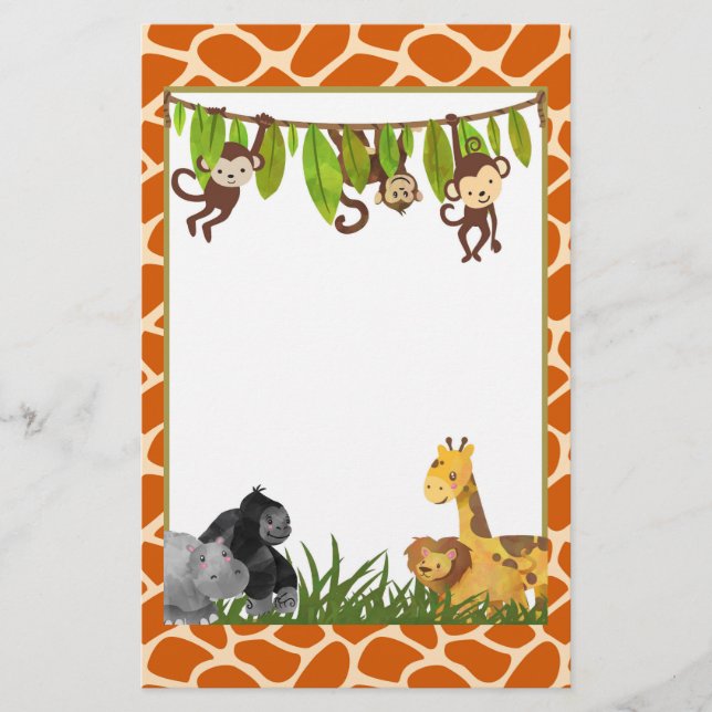 Safari Jungle Animal Theme Brevpapper (Framsida)