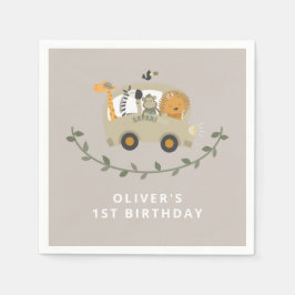 Safari Jungle Animals 1:a födelsedag Anpassat namn Pappersservett