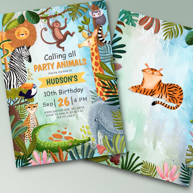 Safari jungle animals any age boy birthday inbjudningar (Skapare uppladdad)