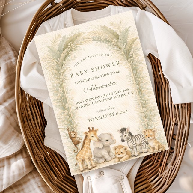 Safari Jungle Animals Arch Baby Shower Inbjudningar (Skapare uppladdad)