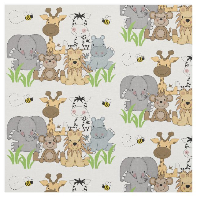 Safari Jungle Animals Baby Nursery Kids Room Tyg (Provkarta)
